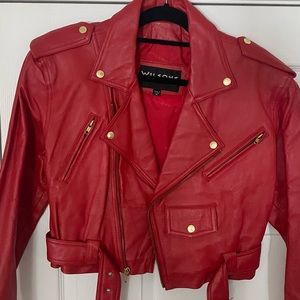 Wilson’s cropped red leather jacket